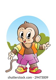 isolated cute monkey, vector wallpaper