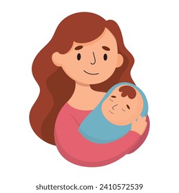 Isolated cute mother character with newborn child Vector illustration