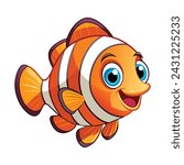 Isolated Cute Nemo Fish Cartoon Vector Illustration