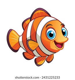 Ilustración aislada del vector de la historieta del pez nemo lindo