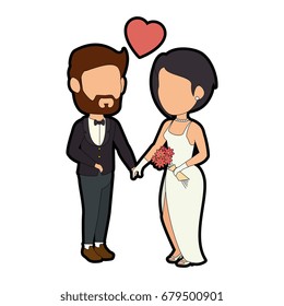 isolated cute newlywed couple