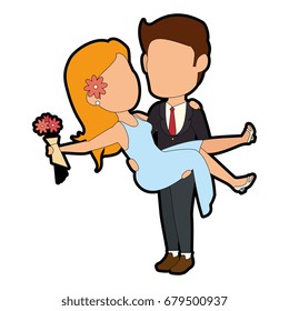 isolated cute newlywed couple