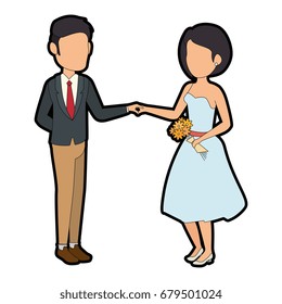 isolated cute newlywed couple
