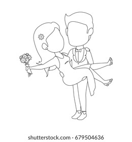 isolated cute newlywed couple