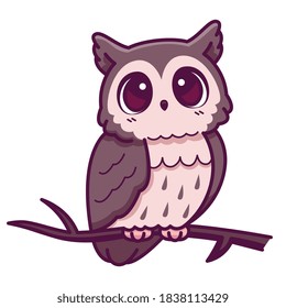 Isolated cute owl cartoon kawaii - Vector illustration