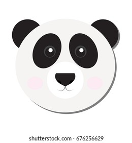 Isolated cute panda face on a white background, Vector illustration
