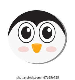 Isolated cute penguin face on a white background, Vector illustration