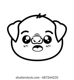 isolated cute pig face