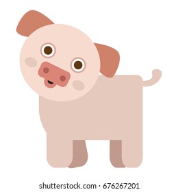 Isolated cute pig on a white background, Vector illustration