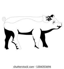 Isolated cute pig silhouette. Vector illustration design