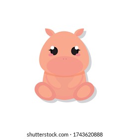 Isolated cute piggy. Domestic animal - Vector illustration