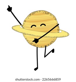 Isolated cute planet sketch dancing character Vector illustration