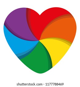 Isolated cute rainbow heart. Flat cartoon vector illustration.