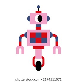 Dibujo gráfico de iconos de juguete robot lindo y aislado Vector