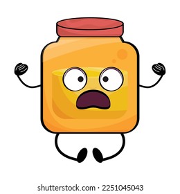 Aislado lindo asustado personaje de dibujos animados de tarro de miel Vector