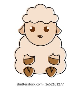 Dibujo de ovejas lindas aisladas - Diseño de ilustración vectorial
