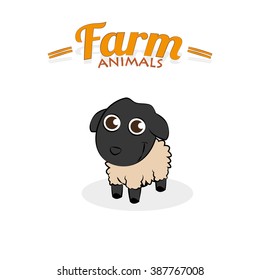Isolated cute sheep on a white background