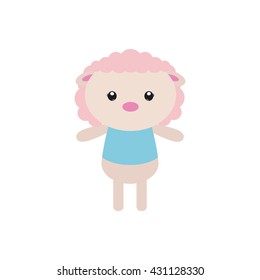 Isolated cute sheep on a white background