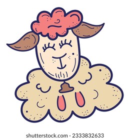 Isolated cute sheep sketch character Vector