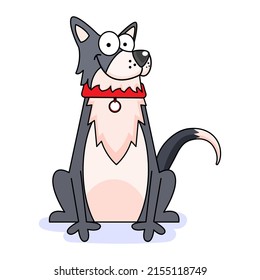 Caricatura de raza de perro ciberiano lindo y aislado Ilustración de vectores