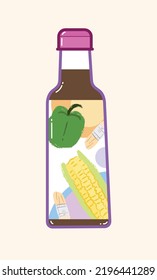 Isolated cute simple BBQ sauce bottle in flat vector illustration art design