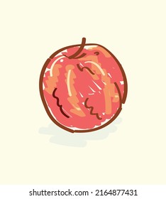 Isolated cute simple cartoonish red apple in doodle flat illustration art design