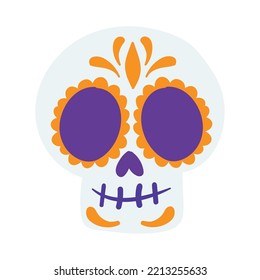 Isolated cute skeleton head with mexican ornaments Vector illustration