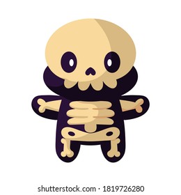 Isolated cute skeleton kawaii. Halloween icon - Vector