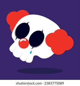 Isolated cute skull with clown makeup Vector