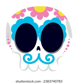 Isolated cute skull with flowers Vector