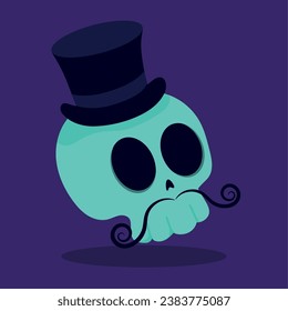 Isolated cute skull with a gentleman hat Vector