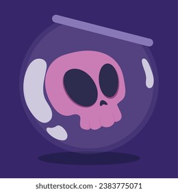 Isolated cute skull in a jar Vector