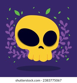 Isolated cute skull with laurel wreaths Vector