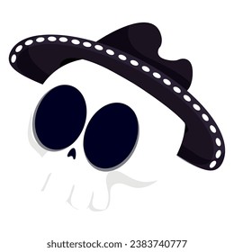 Isolated cute skull with a mexican sombrero Vector