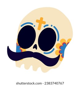 Isolated cute skull with a mustache Vector