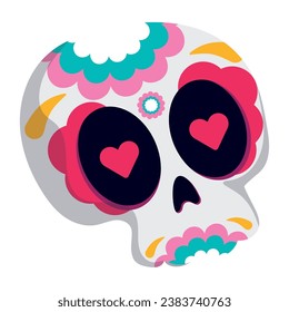 Isolated cute skull with painted flowers Vector