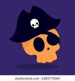 Isolated cute skull with a pirate hat Vector