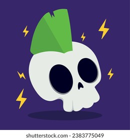 Isolated cute skull with punk hair style Vector