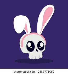 Isolated cute skull with rabbit ears Vector