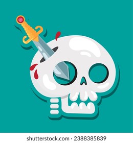 Isolated cute skull with a sword Vector