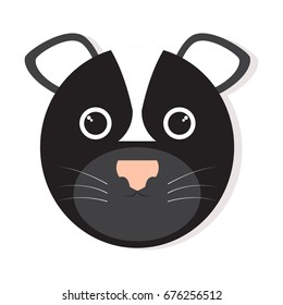 Isolated cute skunk face on a white background, Vector illustration