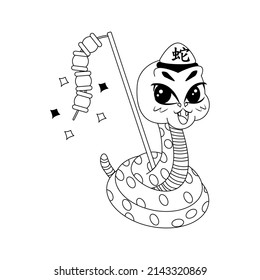 Isolated cute snake with traditional chinese clothes Zodiac sign Vector illustration