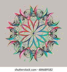Isolated cute snowflakes on colorful background. Vector illustration. Background with snowflakes.