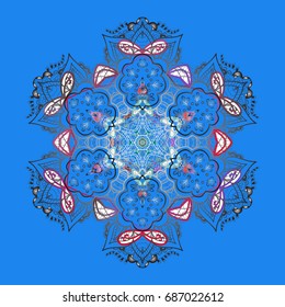 Isolated cute snowflakes on colorful background. Snowflake vector pattern. Snowflakes on a colorful background. Vector illustration.