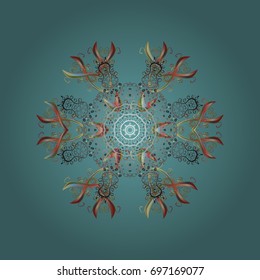 Isolated cute snowflakes on colorful background. Vector illustration. Background with snowflakes.