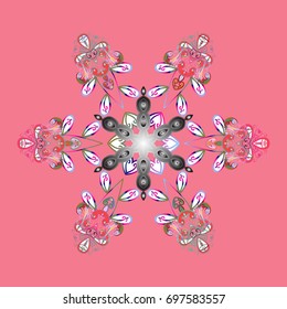 Isolated cute snowflakes on colorful background. Simple illustration of nice snowflake icon for web. Nice snowflake icon. Vector illustration.