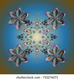 Isolated cute snowflakes on colorful background. Vector illustration. Background with snowflakes.