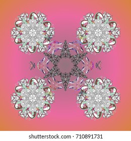 Isolated cute snowflakes on colorful background. Vector illustration. Background with snowflakes.