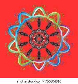 Isolated cute snowflakes on colorful background. Snowflake vector pattern. Red, gray and blue snowflakes on a red, gray and blue colors. Vector illustration.