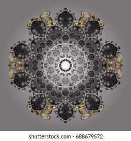 Isolated cute snowflakes on gray background. Vector illustration. Background with snowflakes.